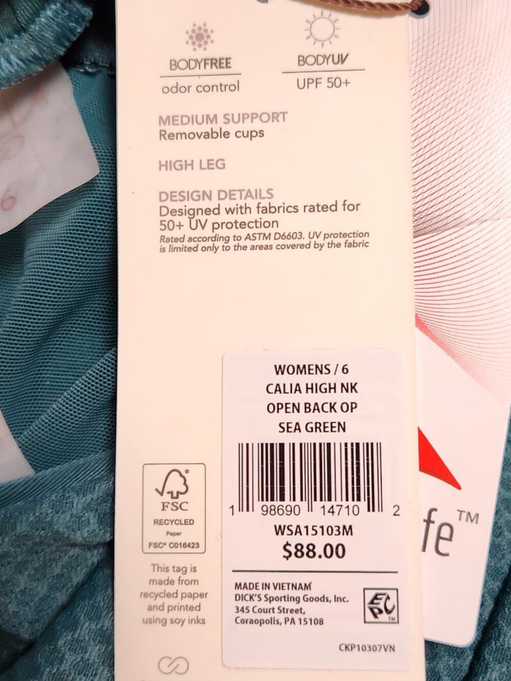 CALIA Swim High Neck Open Back One Piece Swimsuit - Sz 6 - NWT NEW - Picture 6 of 7